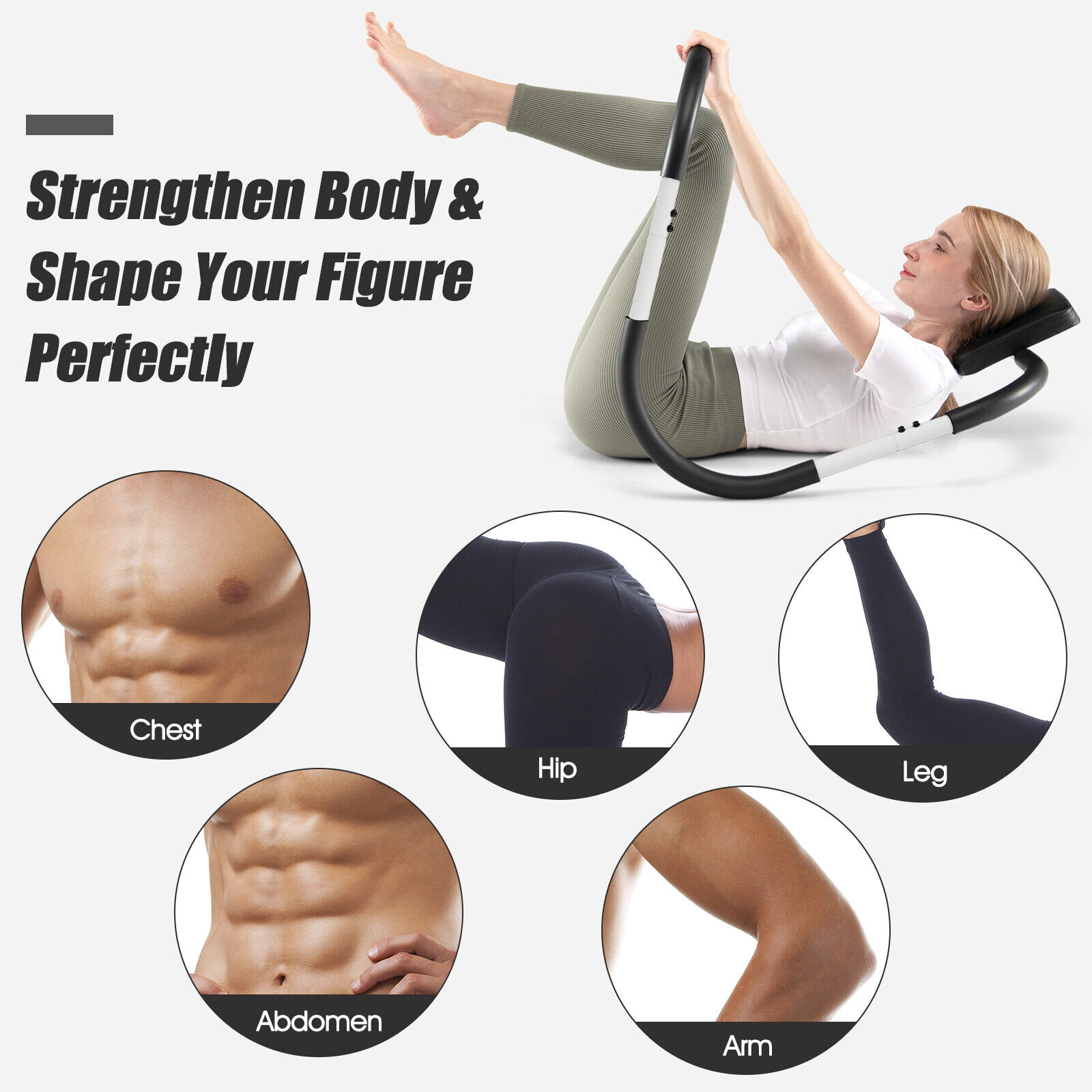 SUGIFT White Portable Ab Trainer with Headrest and Foam Handles 28.5-in W 28.5-in D 25-in H 220-lb User Capacity