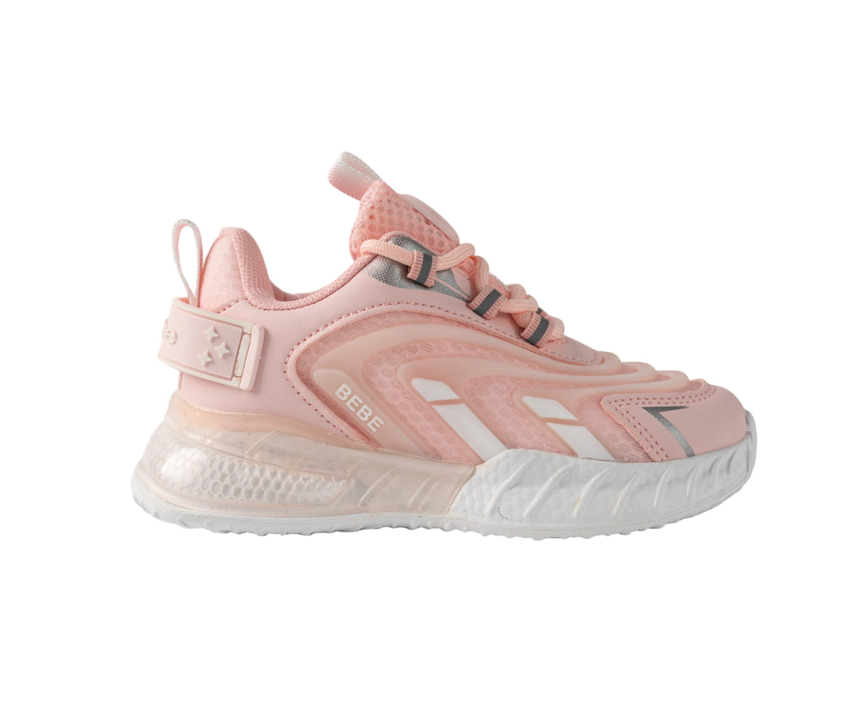 Bebe Girl's Jogger Sneaker with Multi-Material Upper