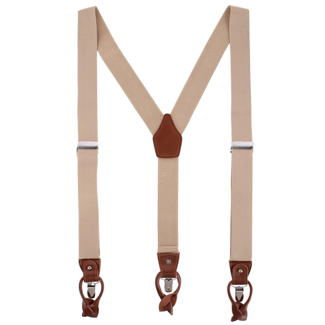 CTM Men's Elastic  Suspender Gift Set with Clip Button and Swivel Ends