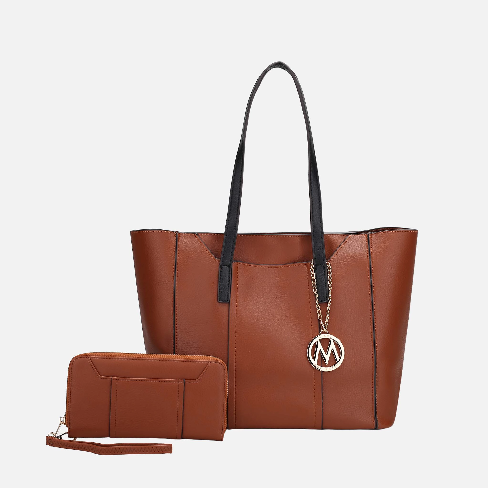 MKF Collection by Mia K Dinah Vegan Leather Tote with Wallet, Gold-Tone Hardware