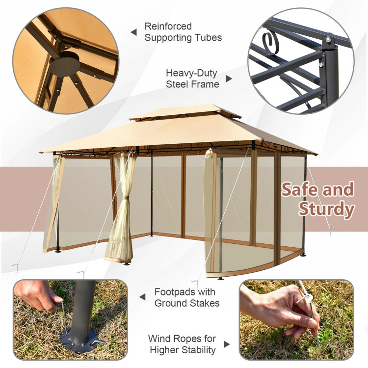 Hivvago 10 Feet x 13 Feet Tent Canopy Shelter with Removable Netting Sidewall