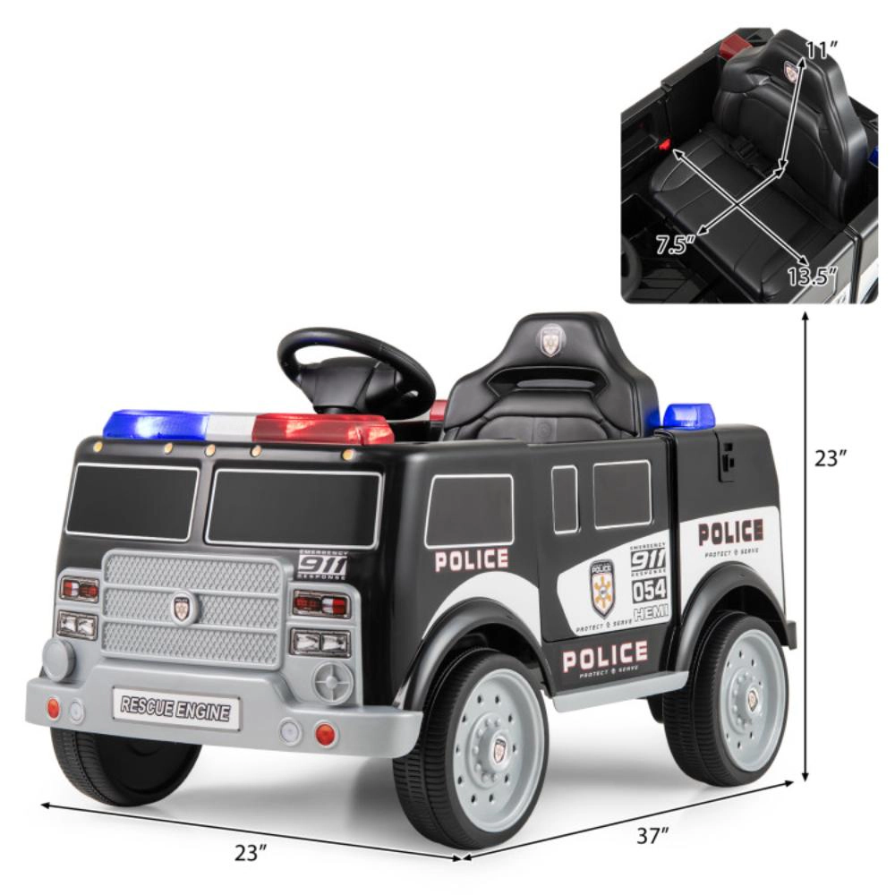 Hivvago 12V Battery Powered Electric Vehicle with 3 Speeds and Megaphone-Black