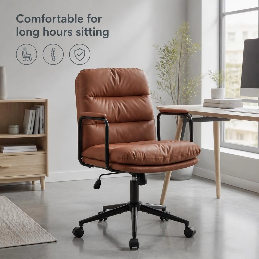 GOODSILO Upholstered Velvet Adjustable Height Task Office Chair