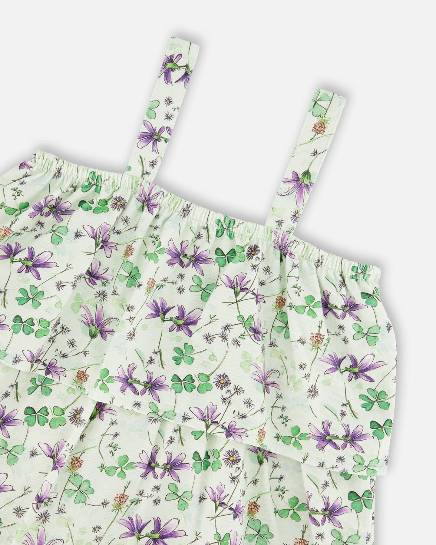 Deux par Girls Jersey Romper with Tiers Printed Flowers