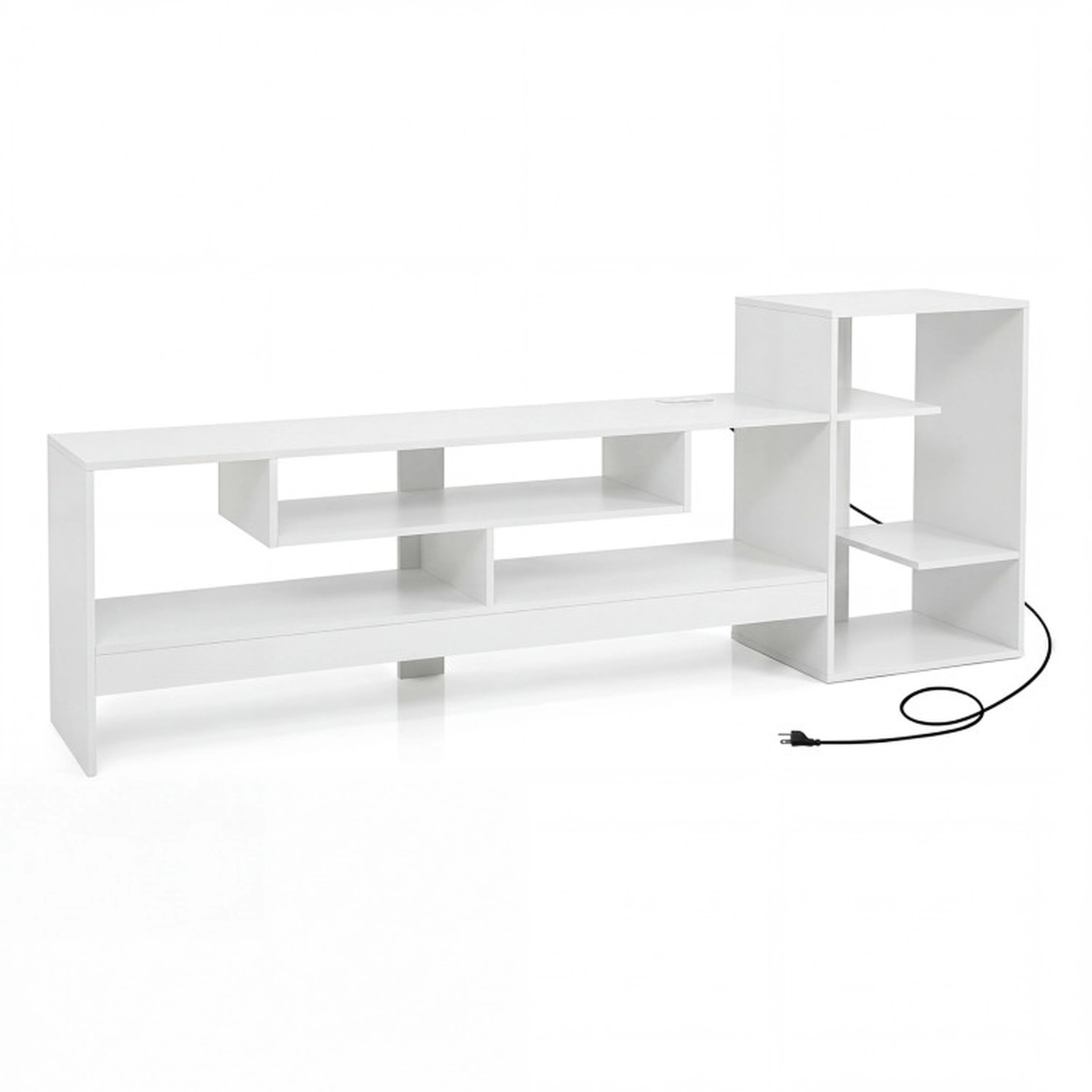 SUGIFT 64-in White Cube TV Stand for TVs up to 55 in, with Power Outlets, USB and Type-C Ports