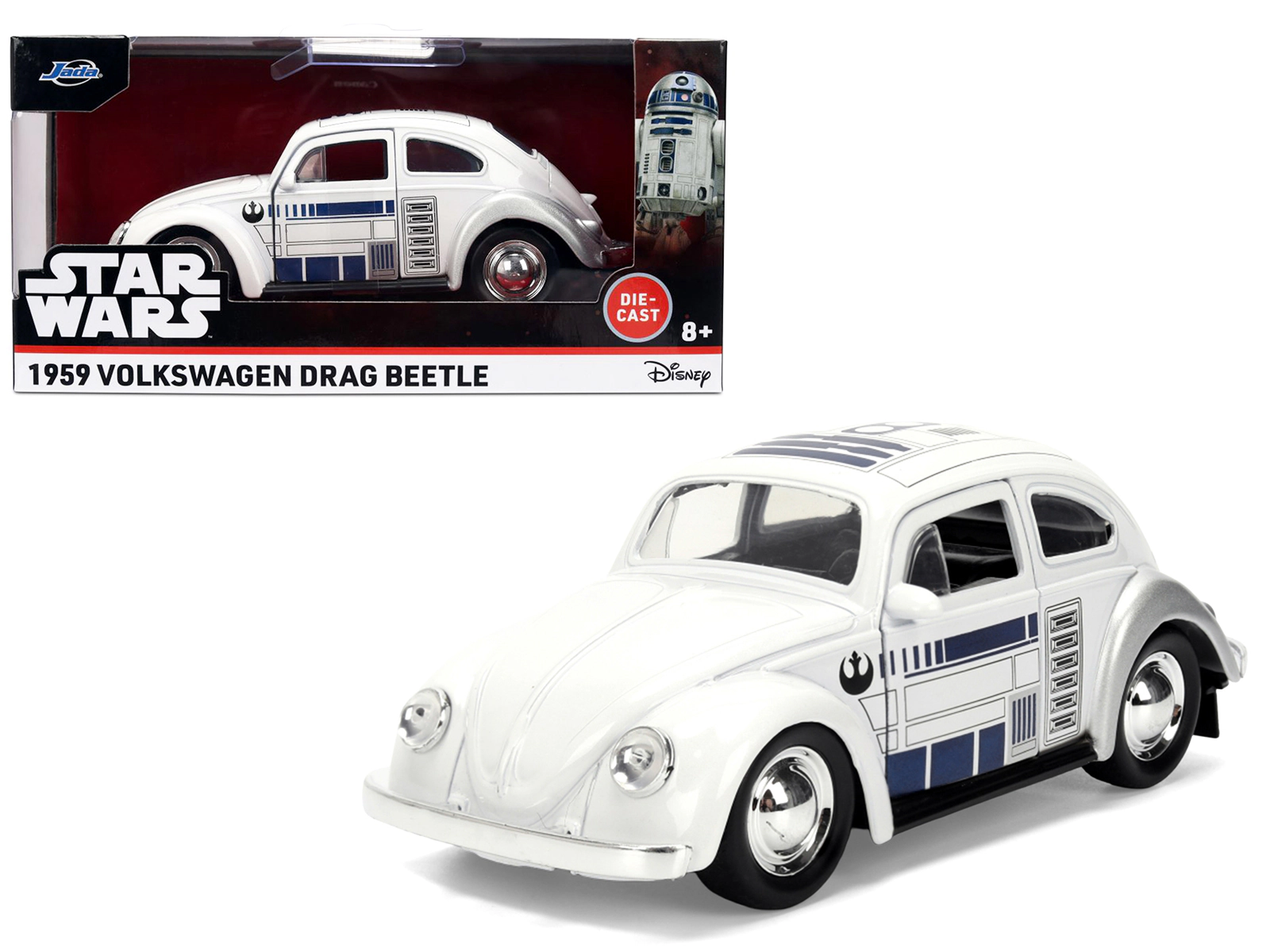 Jada 1959 Volkswagen Beetle "R2-D2" Livery White with Graphics "Star Wars" Franchise "Hollywood Rides" Series