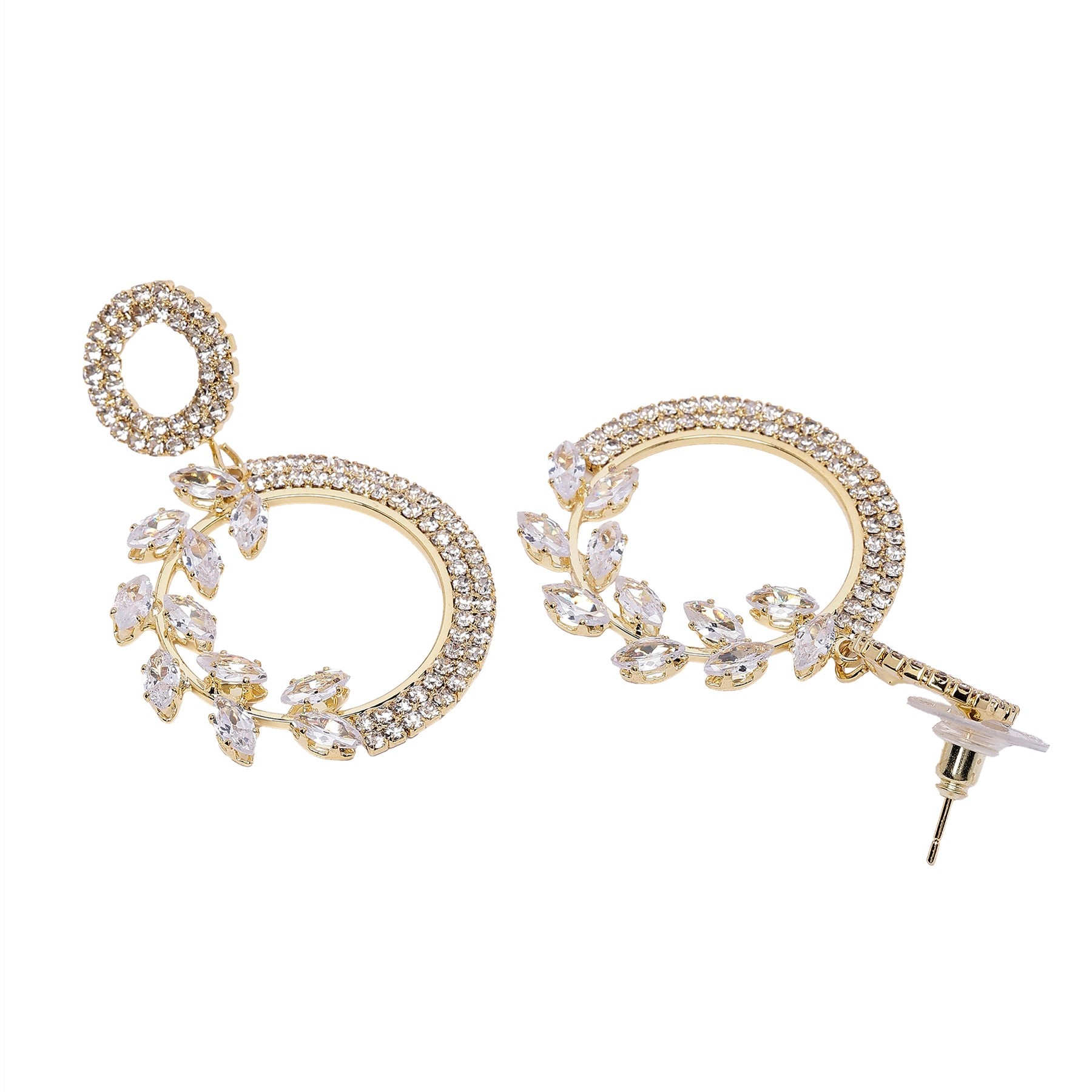 AGP PARIS Womens Elegant Drop Earrings with Floral Accents