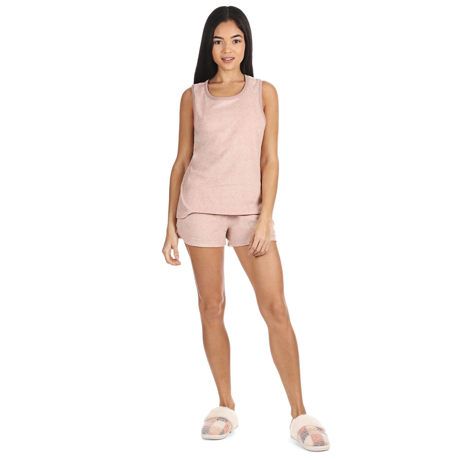 MeMoi Women's 2 Piece Cozy Fleece Tank Top and Shorts Pajama Set