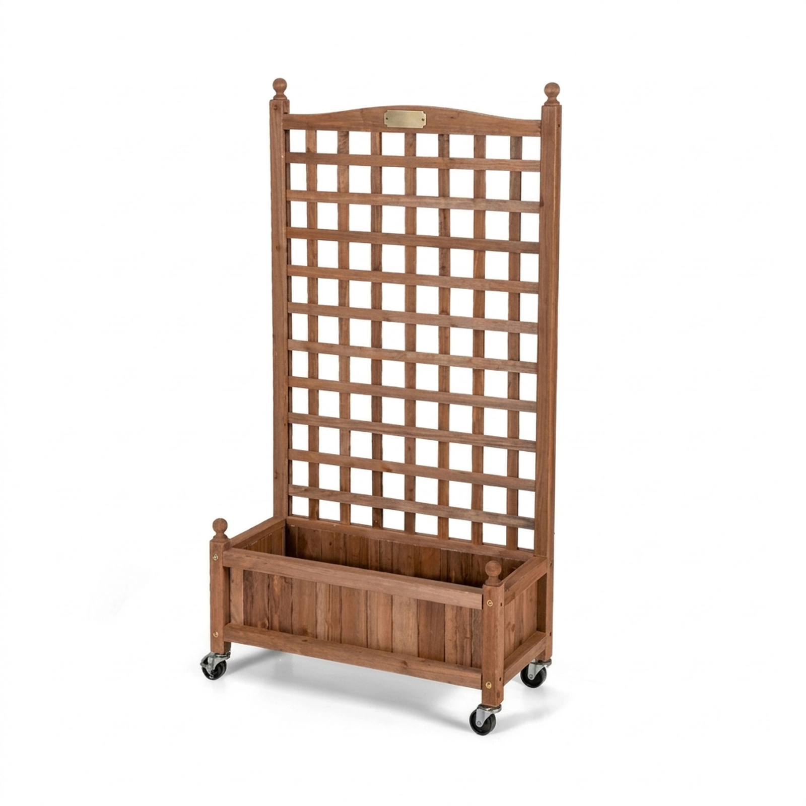 SUGIFT Natural Wood Planter Box with Climbing Trellis and 4 Wheels 25-in W 11-in D 50-in H 66-lb Bed Capacity