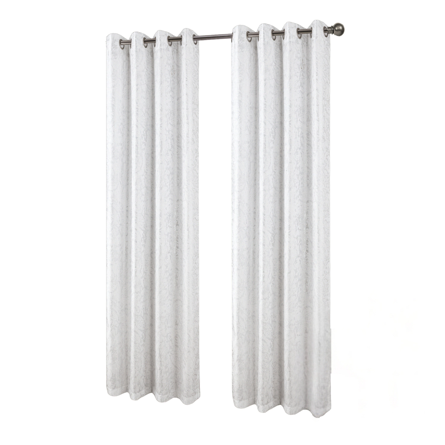 RT Designers Collection Soho Foil Jacquard Polyester Window Curtain Grommet Panel 52" x 90" White/Gold