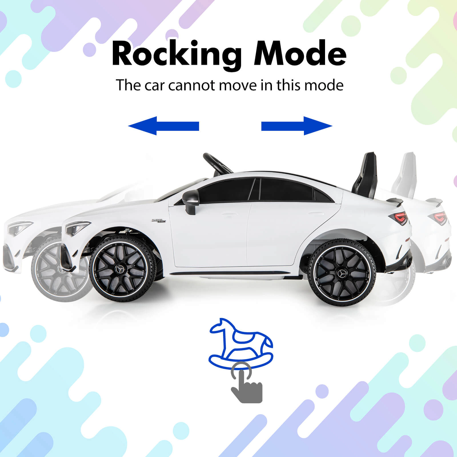 Costway 12V Kids Ride on Car w/Remote Rocking Function Transport Wheels Lights & Music White