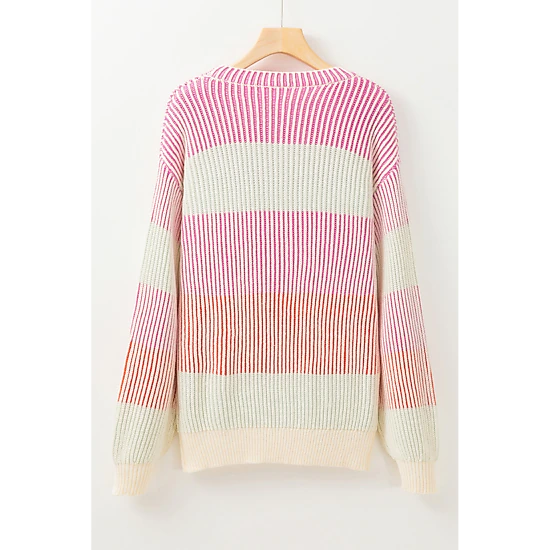 Threaded Pear Women's Ella Knit Bubble Sleeve Sweater, Color: Pink