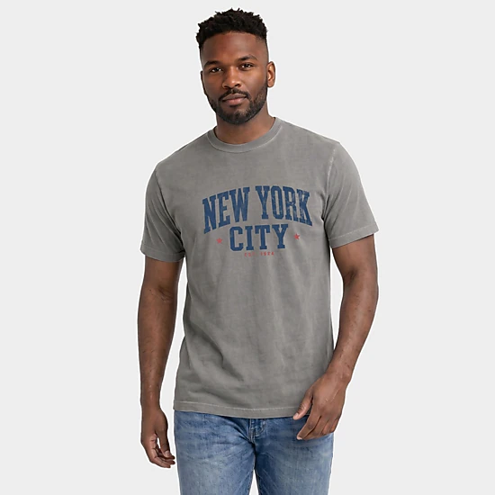 Simply Sage Market - Men's Garment Dyed Graphic T-Shirt - New York City Varsity Stars