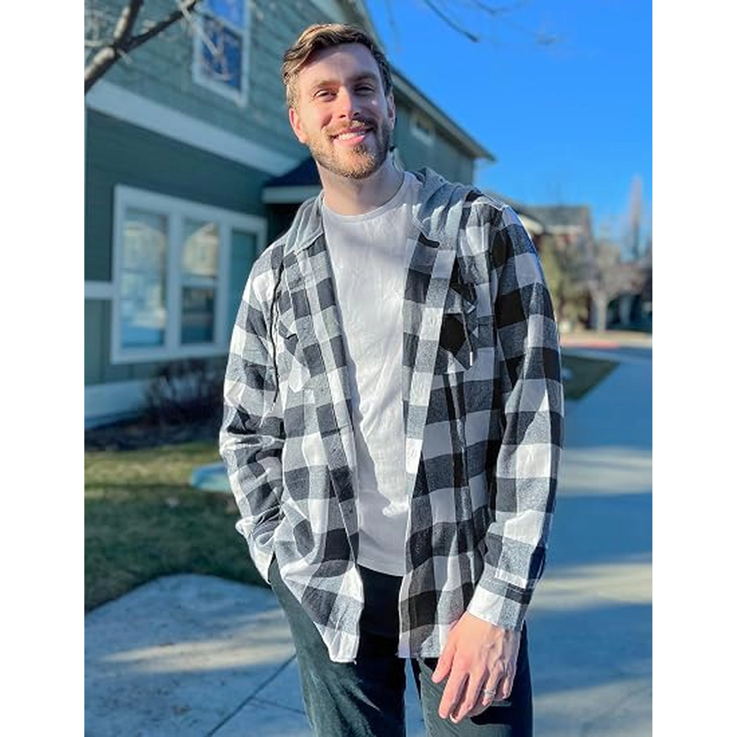 COOFANDY Men's Regular Fit Hooded Long Sleeve Flannel Shirt