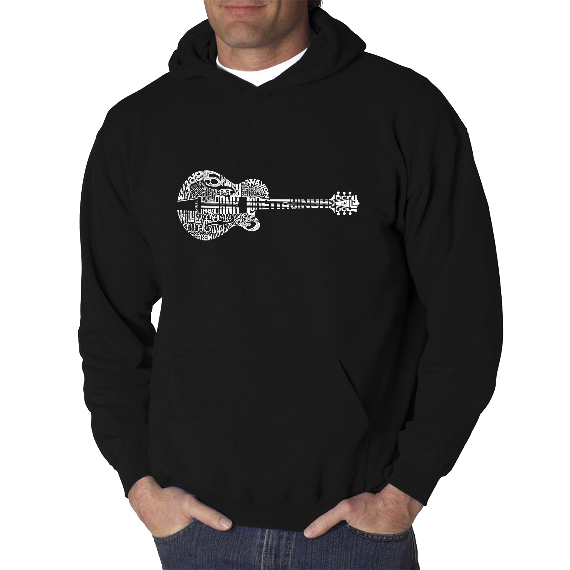LA Pop Art Country Guitar - Men's Word Hooded Sweatshirt