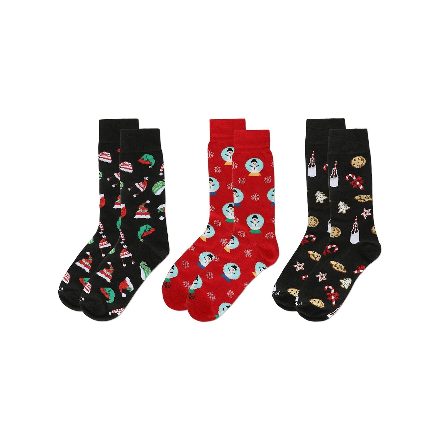 MeMoi Men's 3 Pair Pack Holiday Novelty Crew Socks