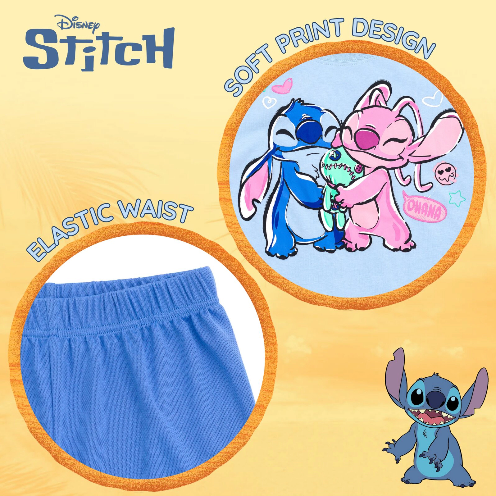 Disney Girls' T-Shirt, Tank Top and Mesh Shorts Set
