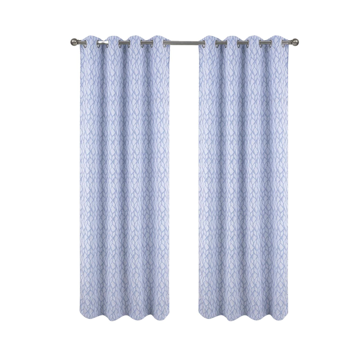 RT Designer Collection Cubix Jacquard Grommet Luxurious Modern Design Curtain Panel 54" x 84" Blue