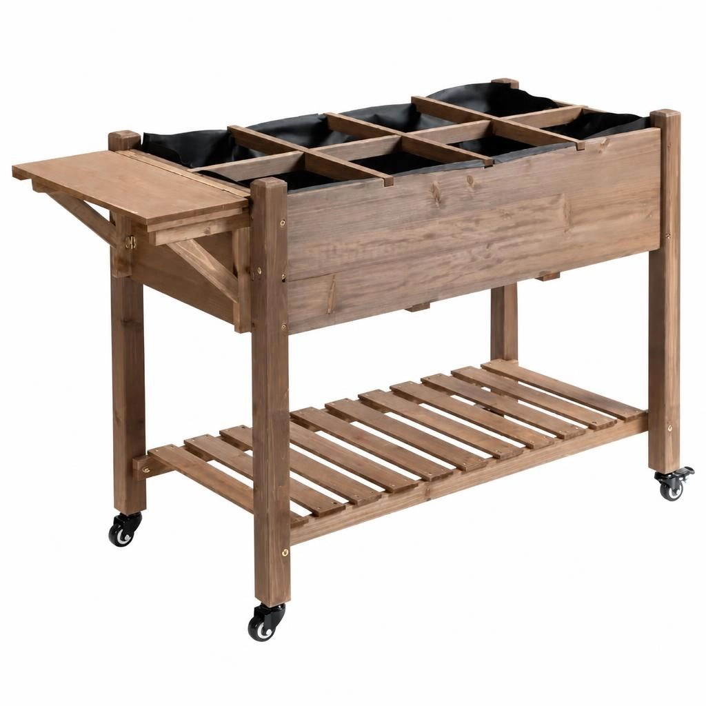 WOW PIONEER Large Elevated Wooden Garden Planter Box for Growing Vegetables Flowers Herbs Outdoor Use