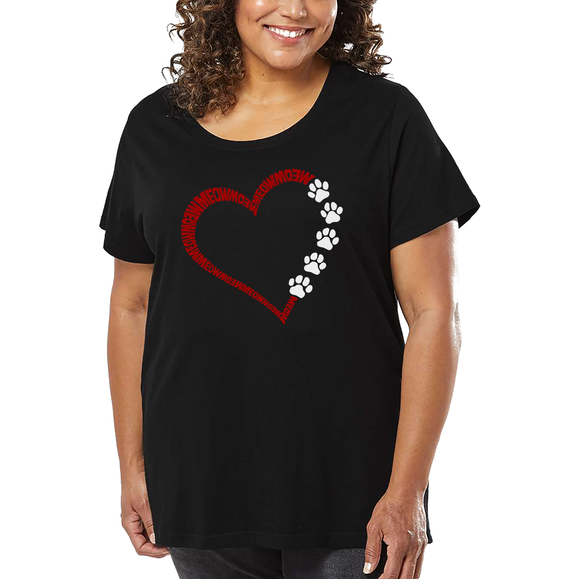 LA Pop Art Women's Plus Word T-Shirt - Meow Heart
