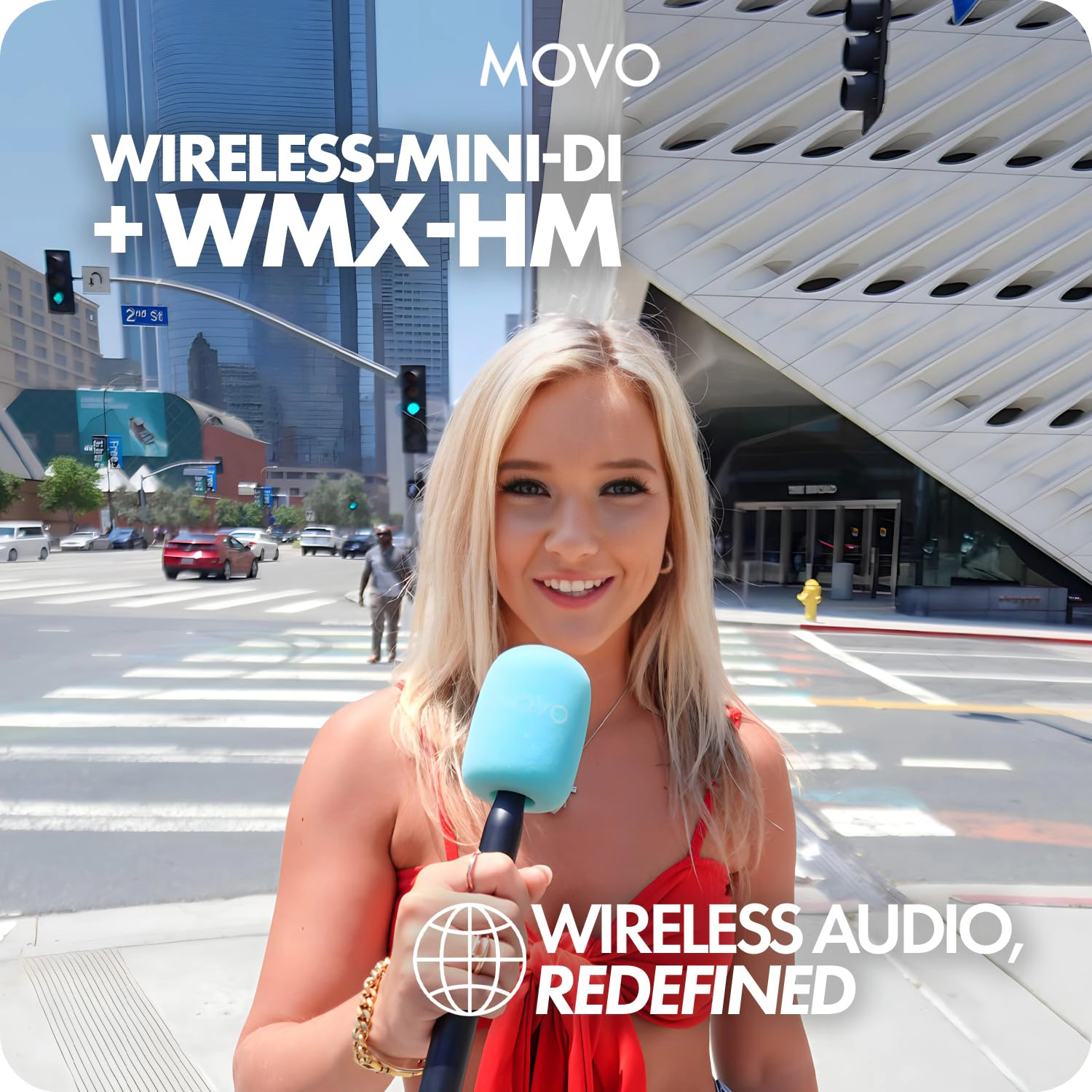 Movo Wireless Mini DI Ultra Compact Wireless Lavalier Microphone for iPhone with WMX-HM Handheld Adapter - Lapel Mic