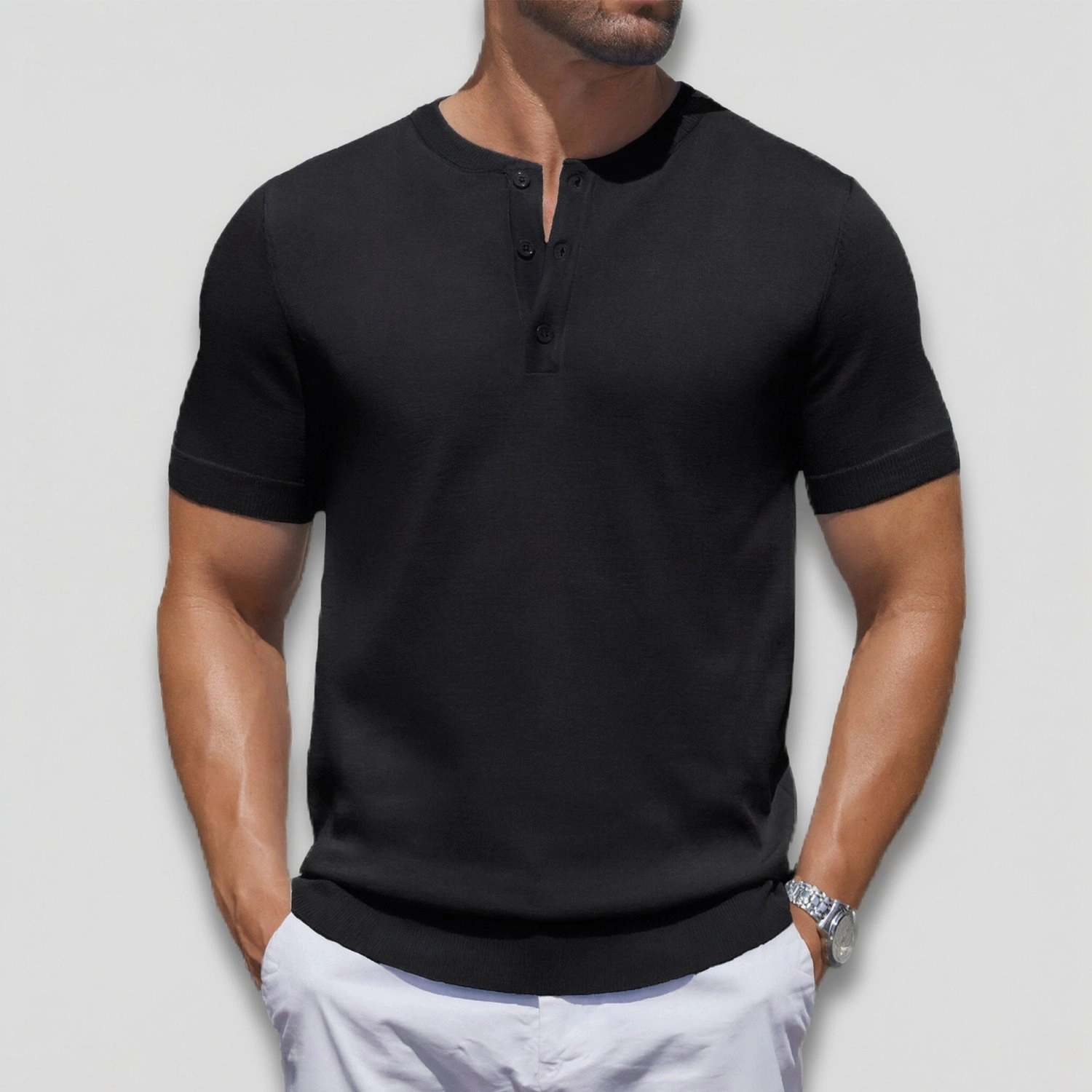 COOFANDY Mens Classic Short Sleeve Henley Shirts  Button Placket Casual Tees
