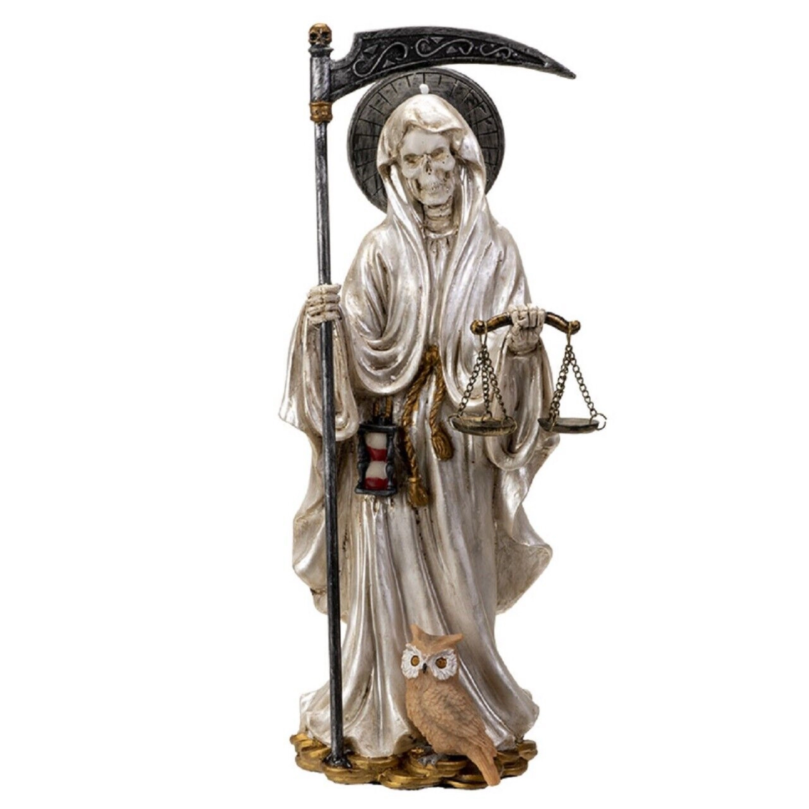Pacific Giftware Santa Muerte in White Gown with Scale Figurine Death 10 Inch