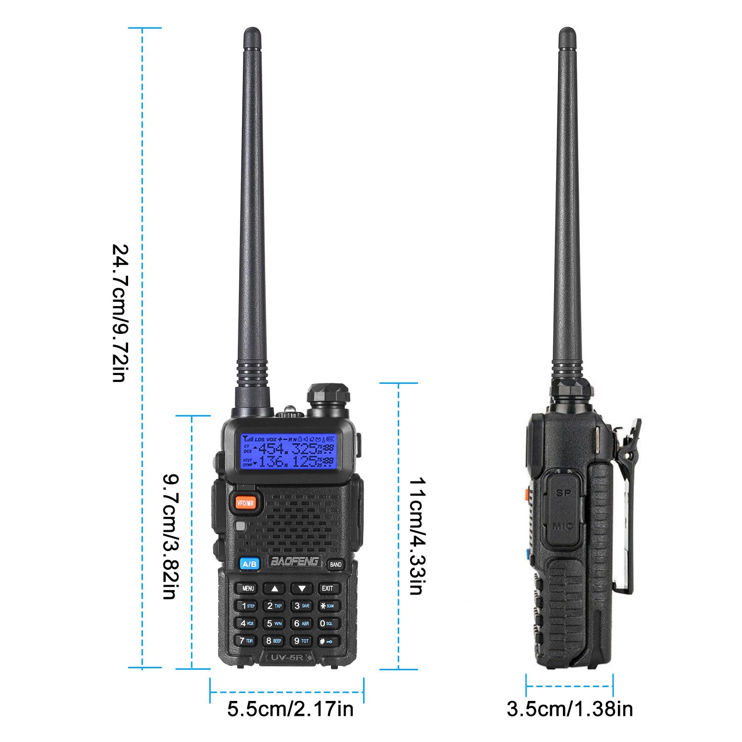 GBruno Dual Band 5W Two Way Radio Transceiver