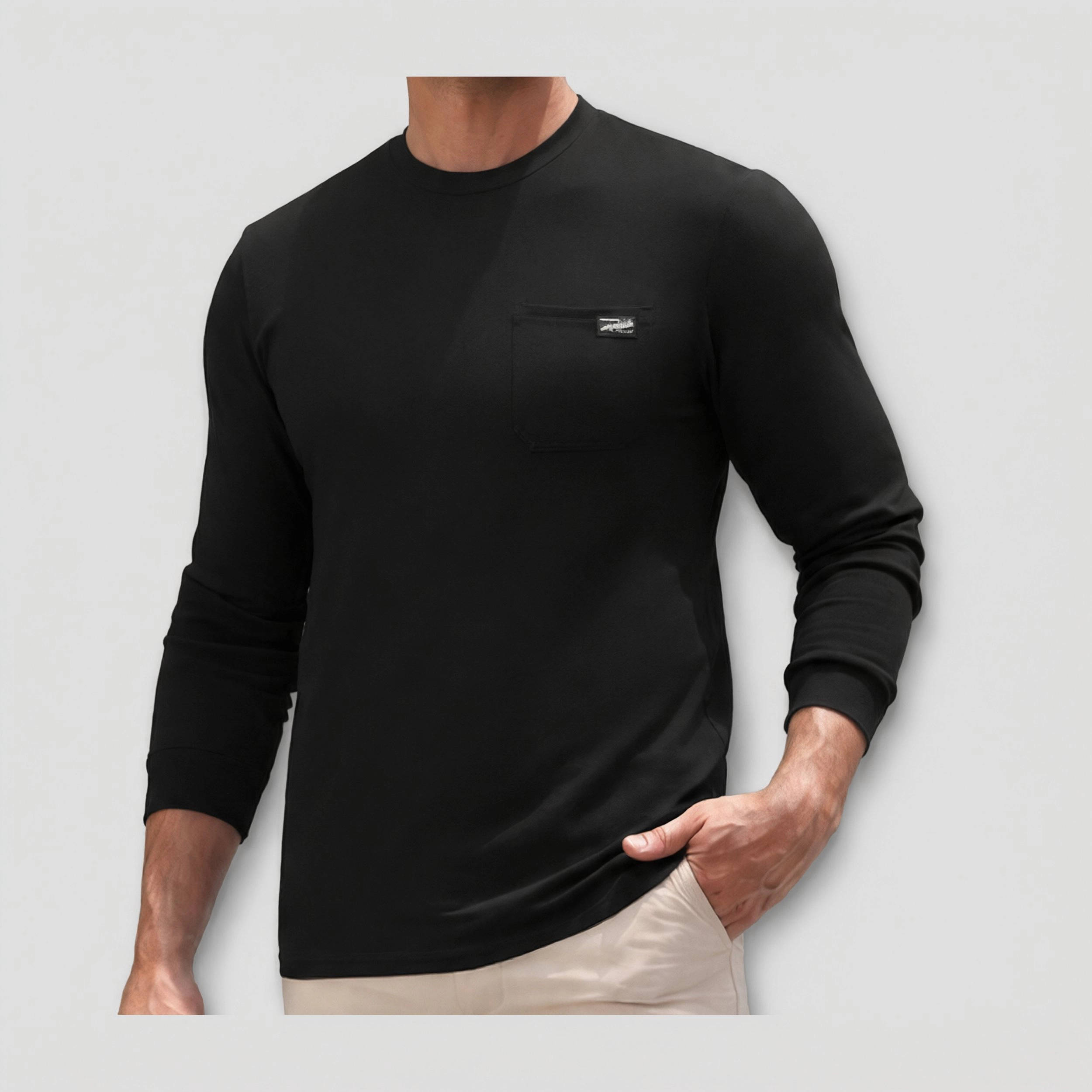 COOFANDY Men's Regular Fit Long Sleeve Crew Neck Pocket T-Shirt