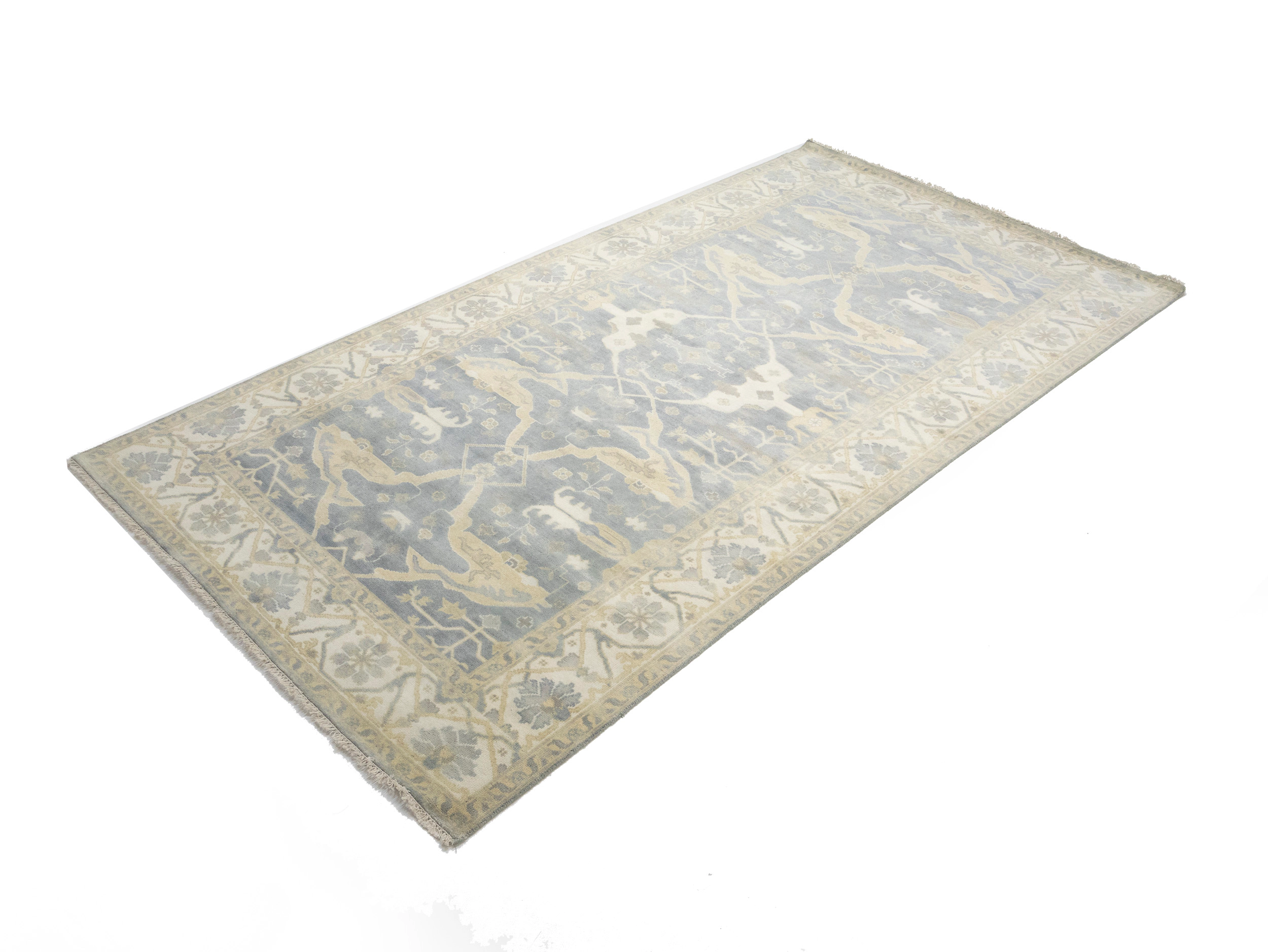 Magic Rugs 8'1 X 15'9 Floral Gray Hand Knotted Oushak Oriental Wool Rug