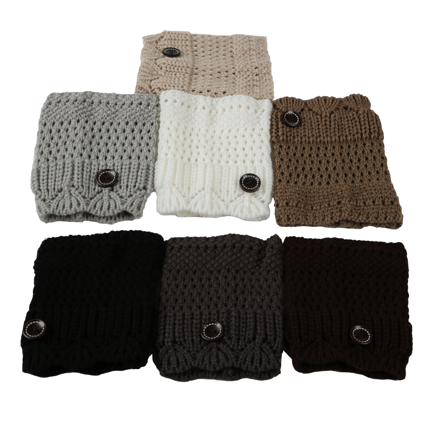 GBruno Crochet Knit Leg Warmers With Button Detail