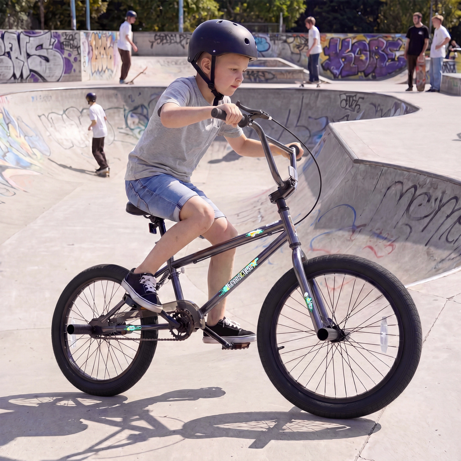 LJG 20" Trick Bicycle with 270 Degree Steering and Adjustable Seat for Kids Teens