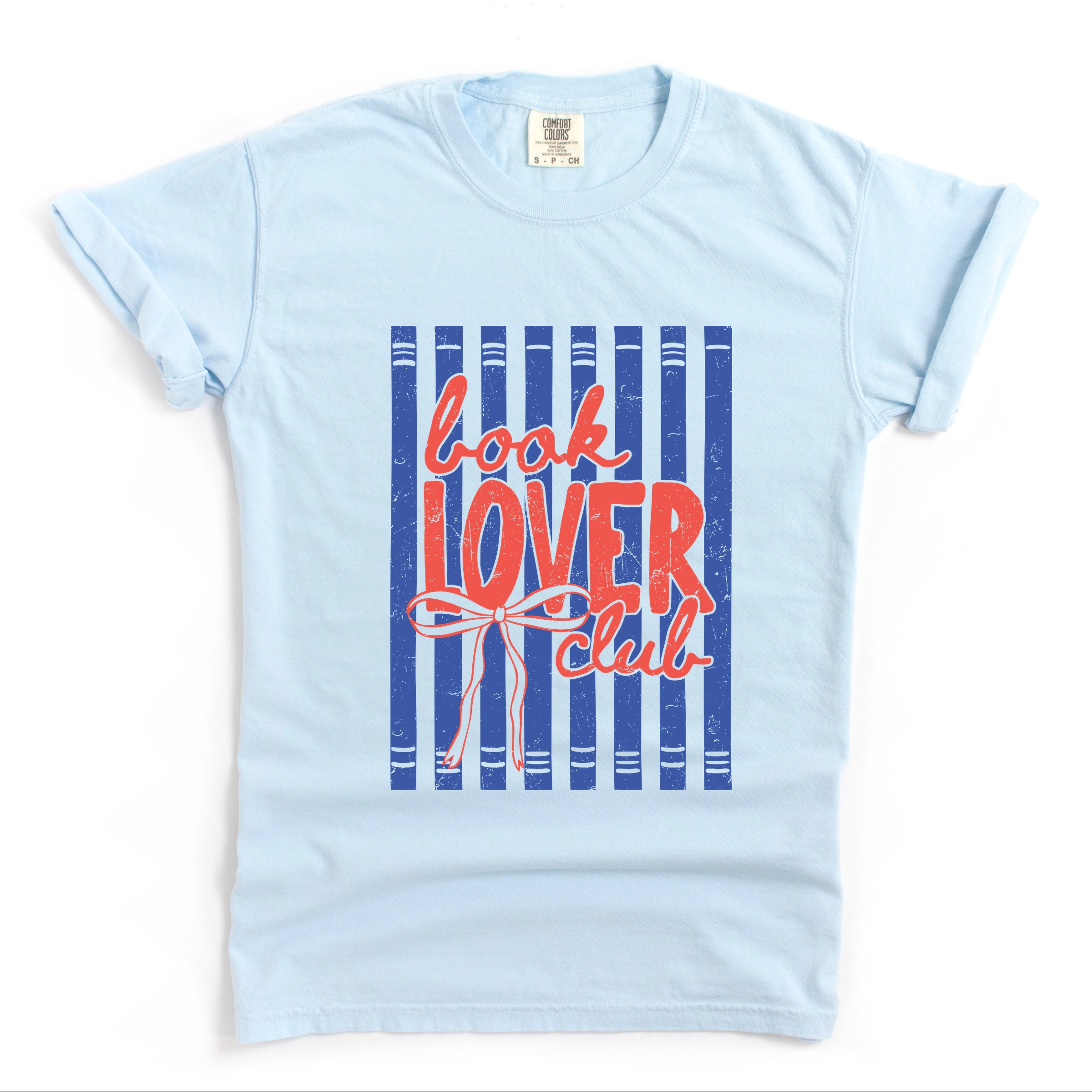 Simply Sage Market - Book Lover Club Stripes Women's Garment Dyed Graphic T-Shirt