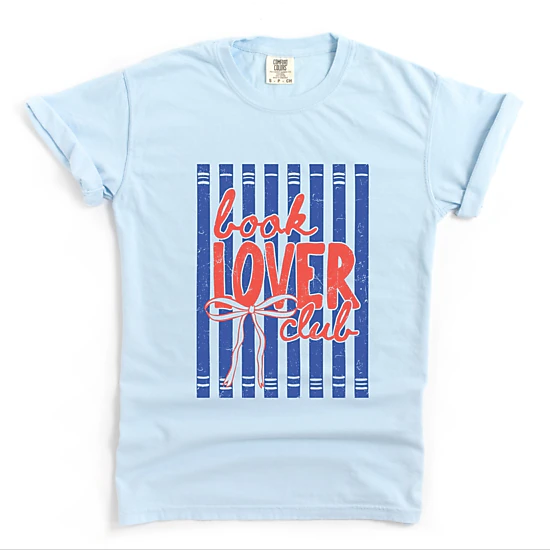 Simply Sage Market - Book Lover Club Stripes - Women's Garment Dyed Graphic T-Shirt