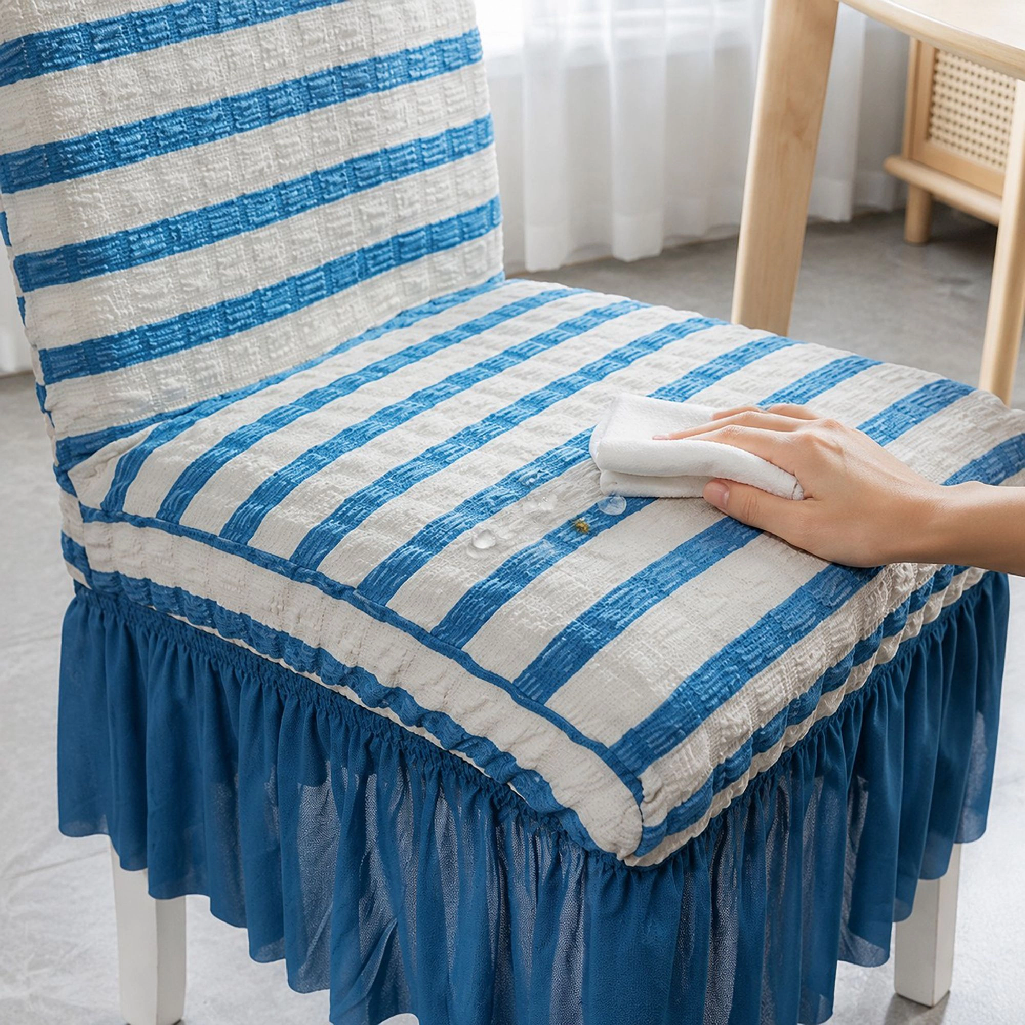 Alilang 2 Pack Textured Stretch Dining Chair Covers with Ruffled Skirt