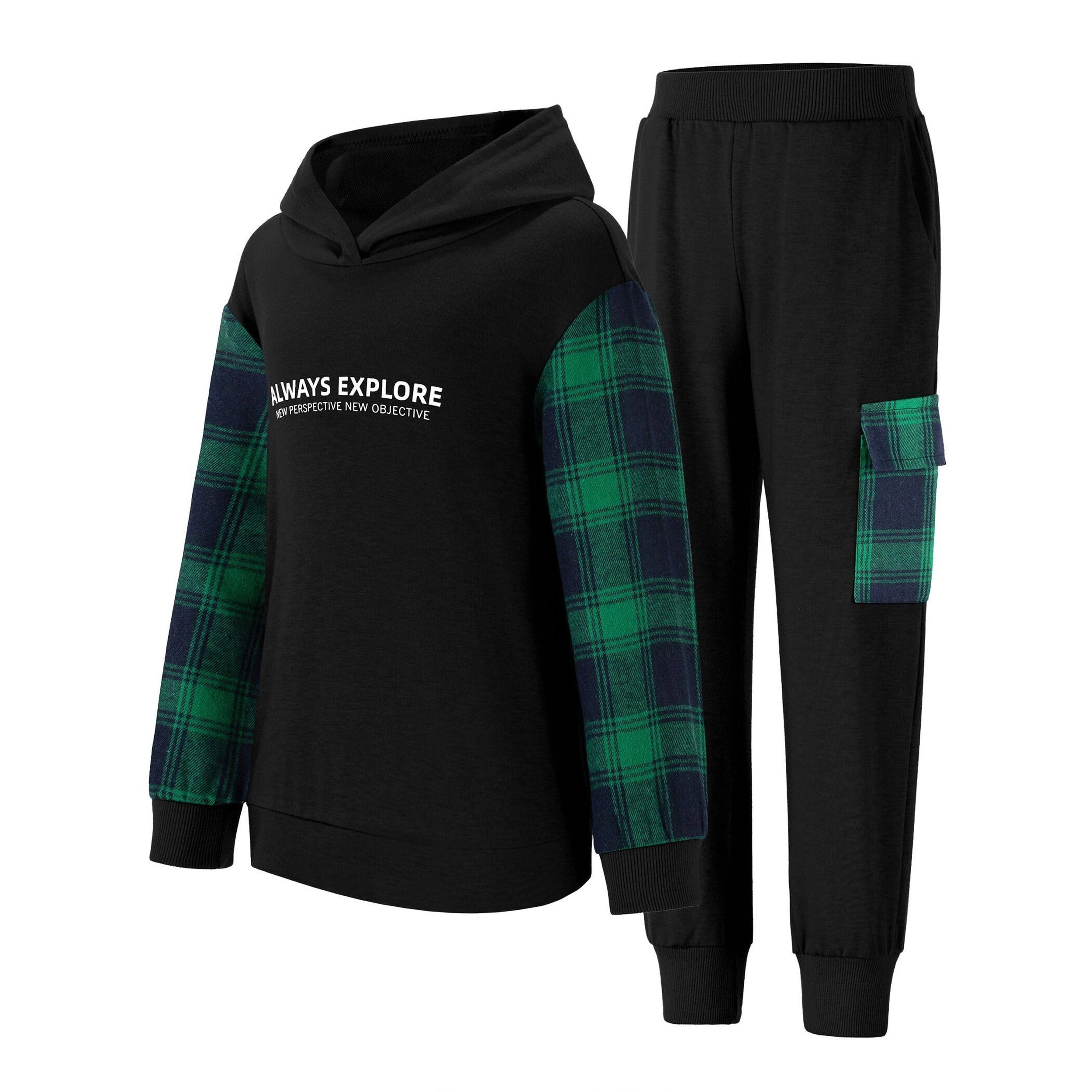Arshiner Boys Letter Graphic Hooded Sweatshirt Sweatpants Little Fall Tracksuit