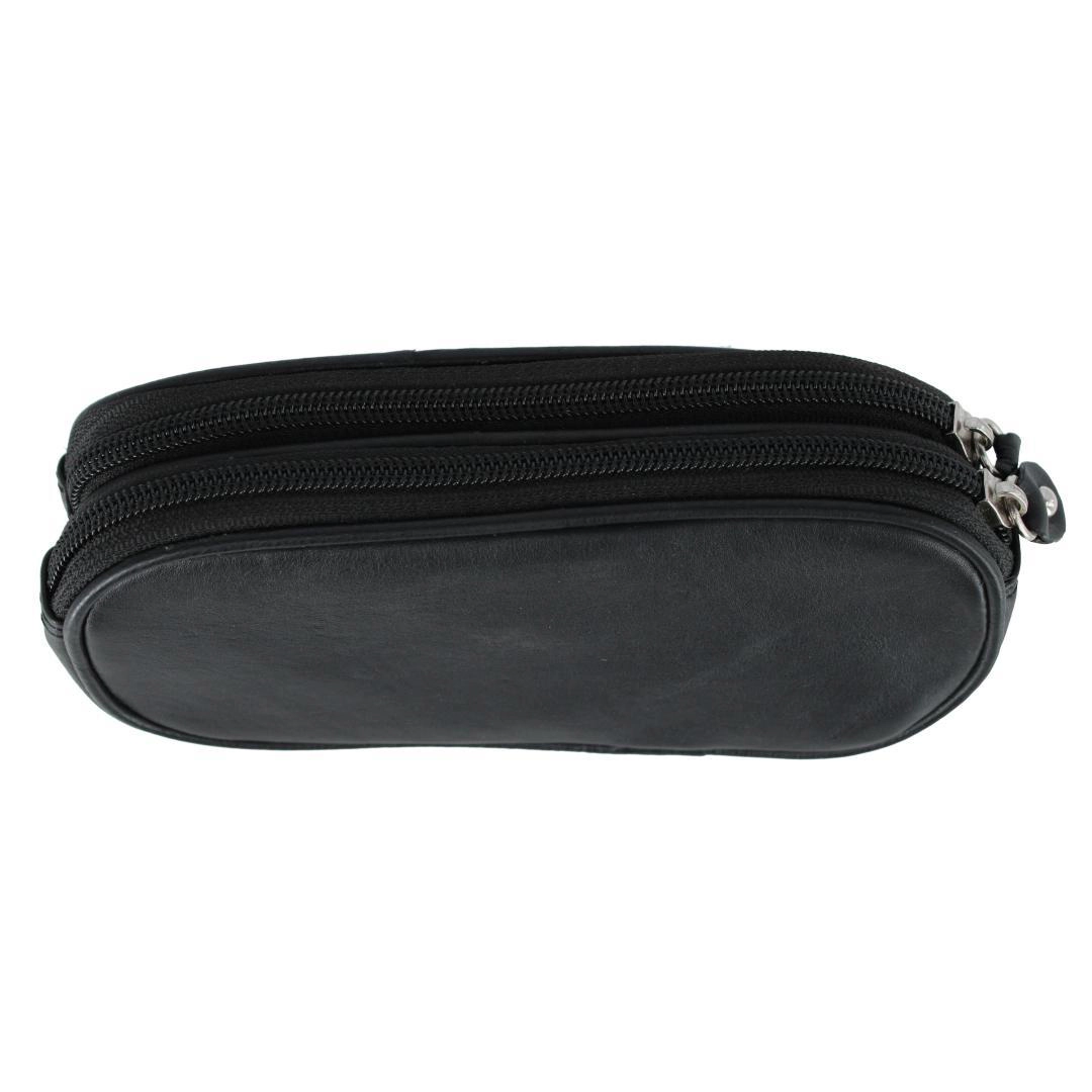CTM Napa Leather Zip Around Double Eyeglass Case Holder