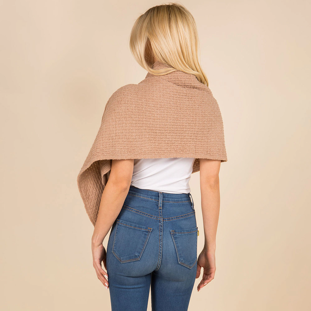 TRUEDAMES Women Convertible Button Up Waffle Knit Shawl Cape Poncho
