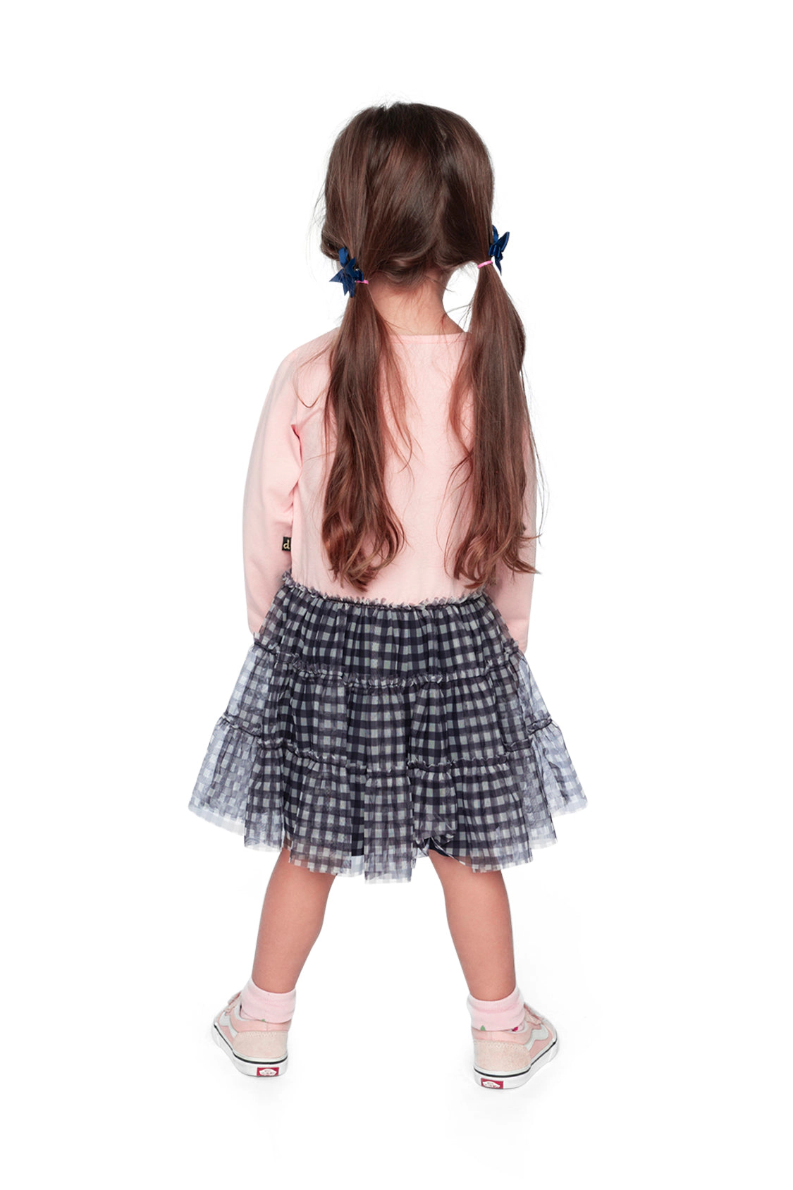Deux par Girls Fairy Graphic & Gingham Bi-Material Dress