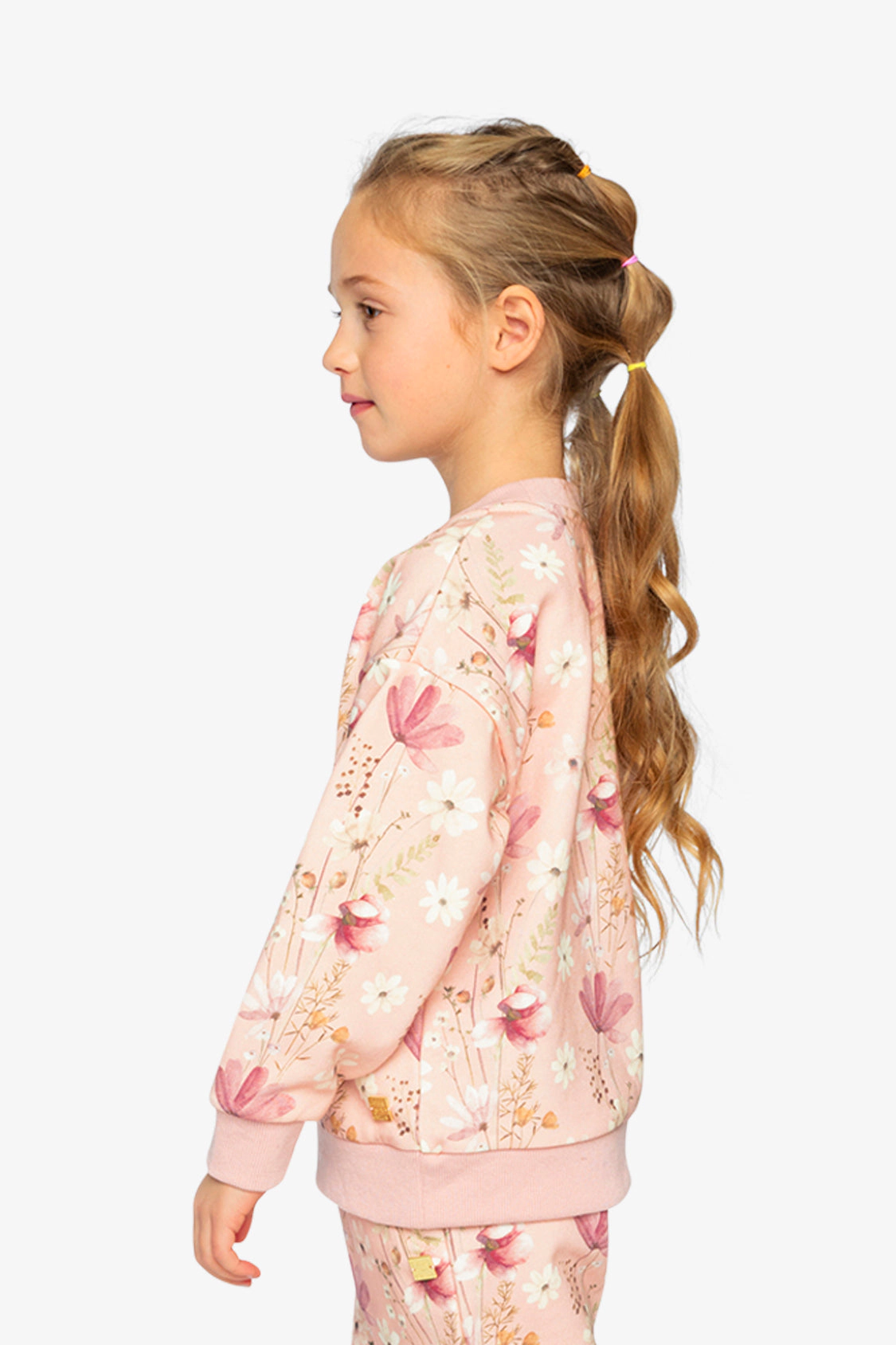 Deux par Girls French Terry Sweatshirt with Printed Flowers