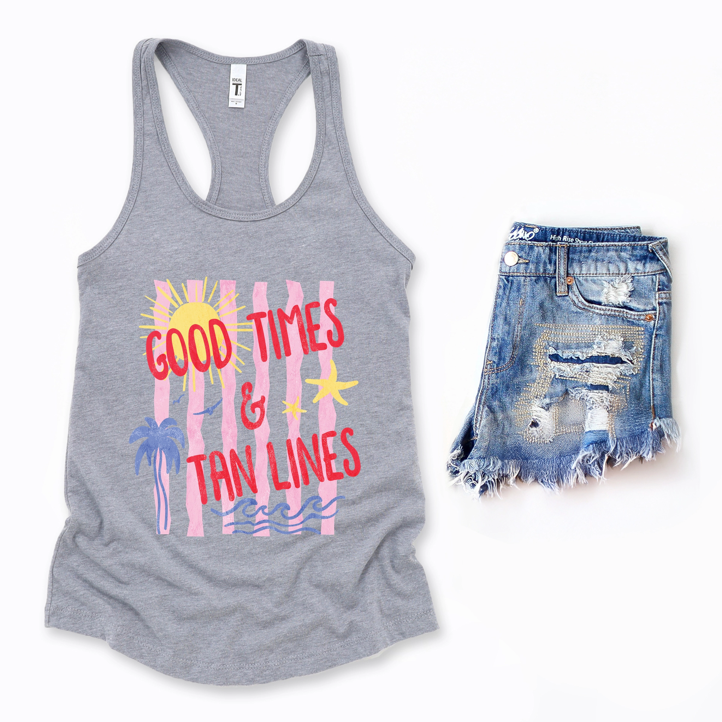 Simply Sage Market - Good Times & Tan Lines Stripes Women's Graphic Racerback Tank Top