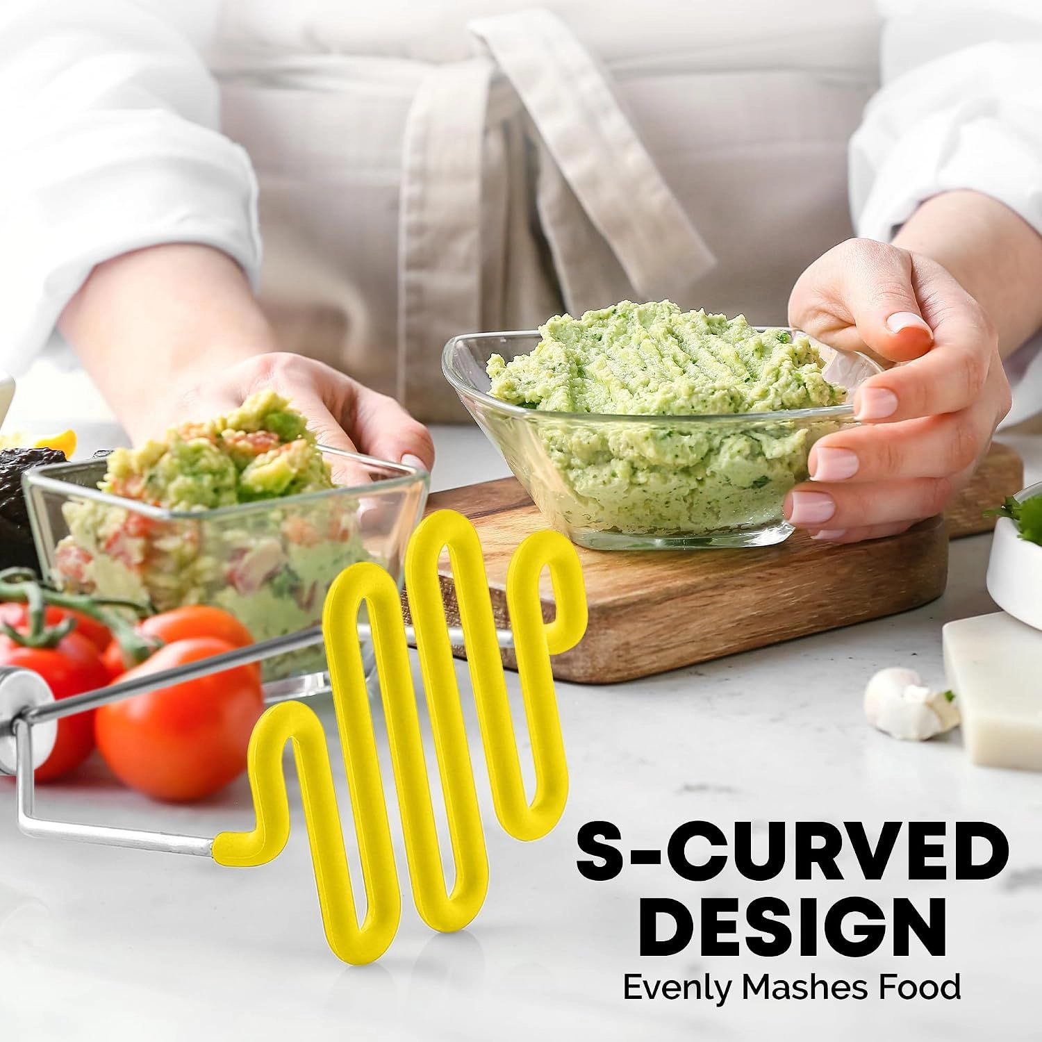 Zulay Kitchen Potato Masher with Premium Silicone Coated Stainless Steel Design
