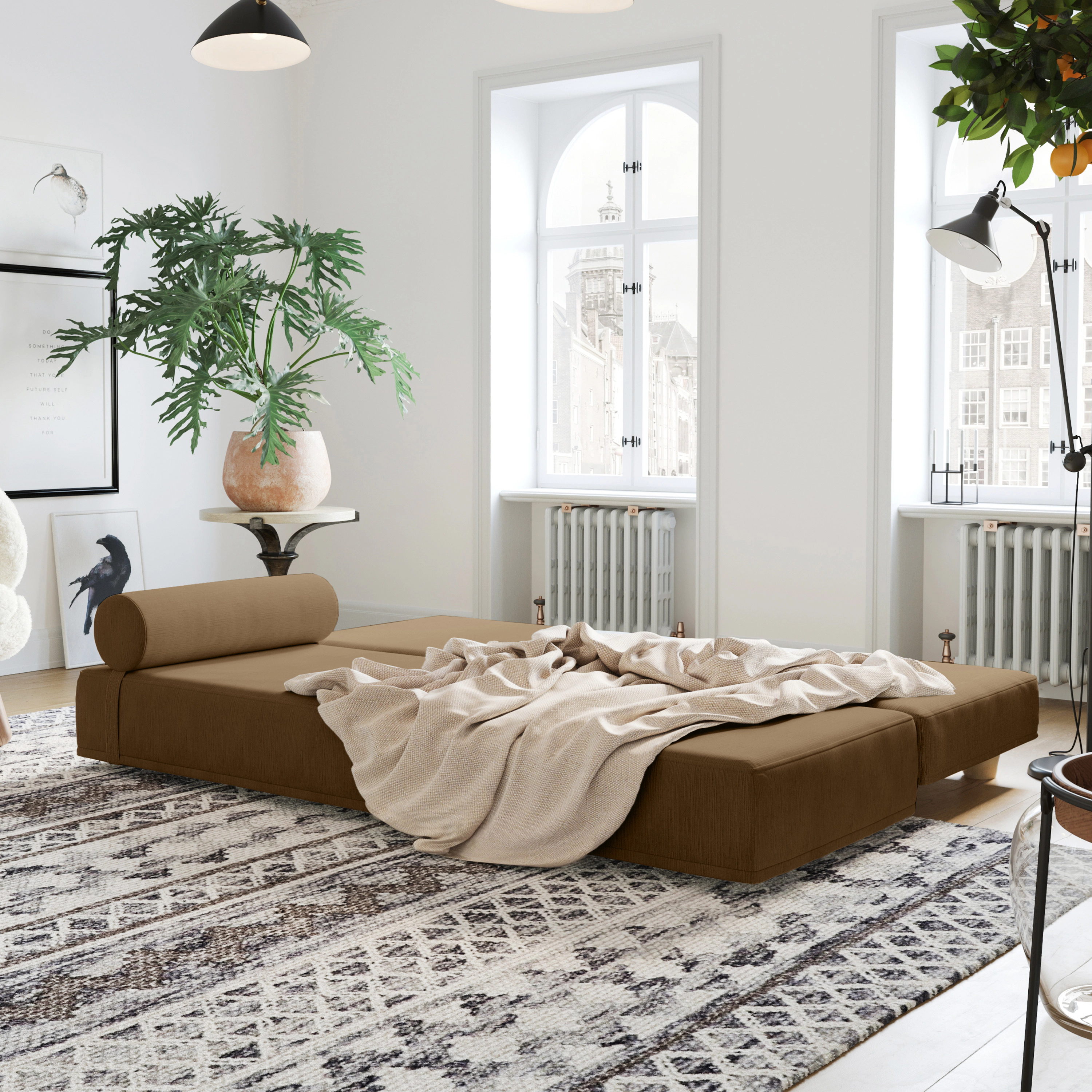 Alon Daybed - Fold-Out Sleeper Chaise with Premium Memory Foam Queen-Size Mattress