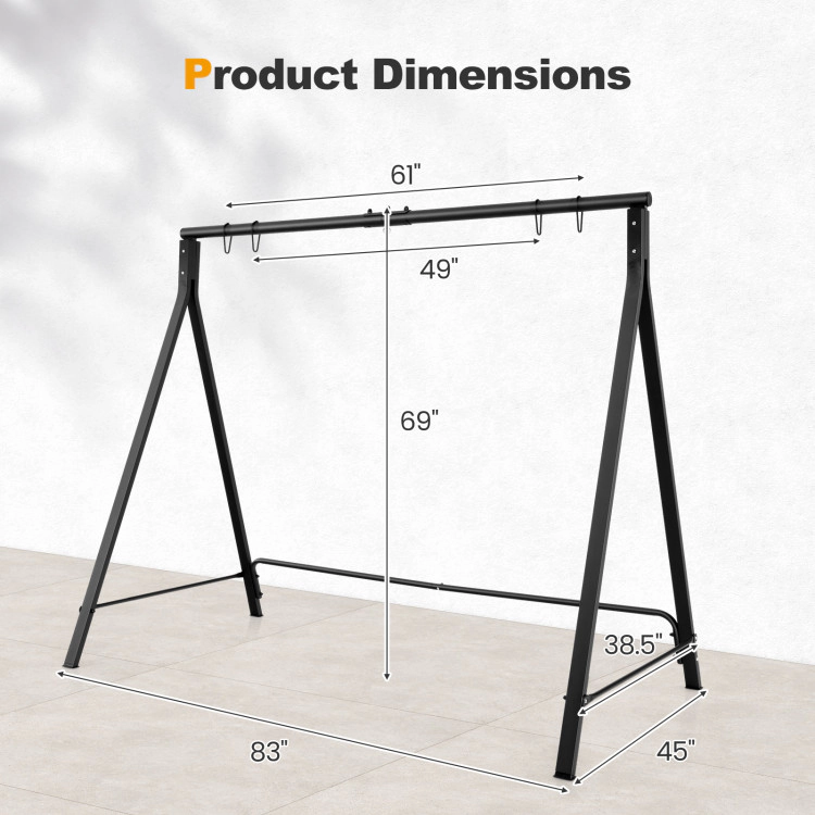 Hivvago Black Metal Swing Stand A-Frame For Patio Hammock Outdoor Garden Porch Base