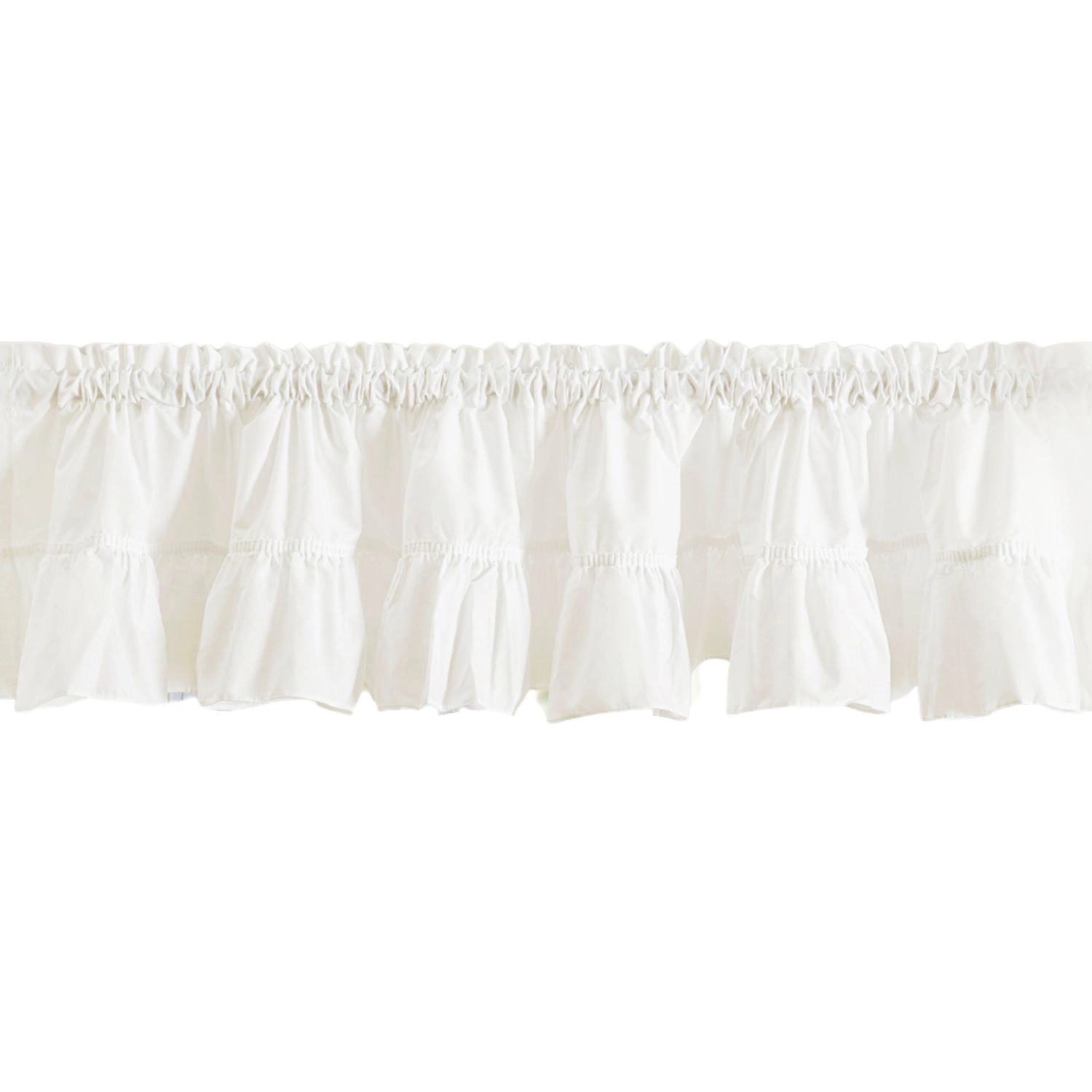 Ellis Curtain 65% Polyester 35% Cotton Classic Wide Solid Color Perma Press Ruffled Window Valance 84" x 11" White