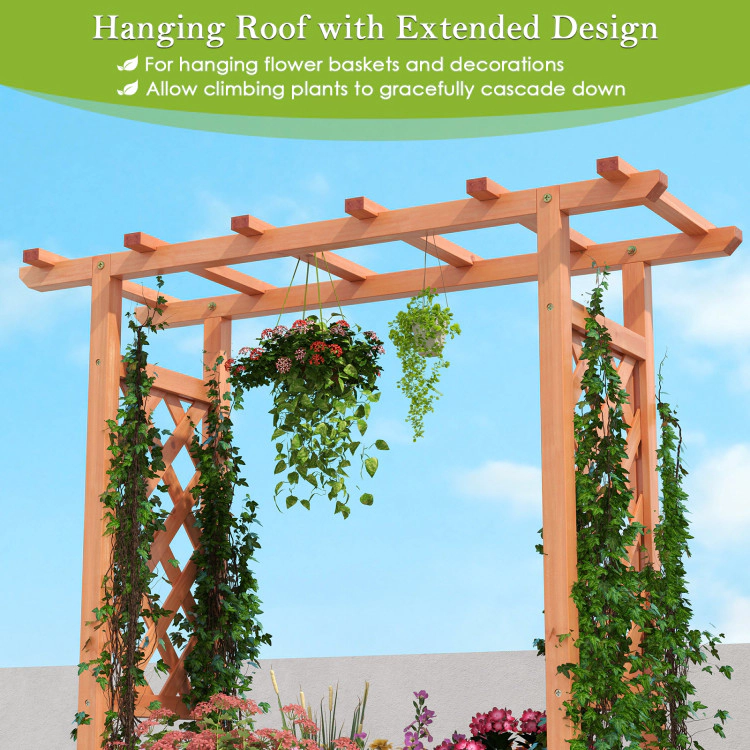 Hivvago Wooden Raised Garden Bed Elevated Planter Box with Trellis and Hanging Roof