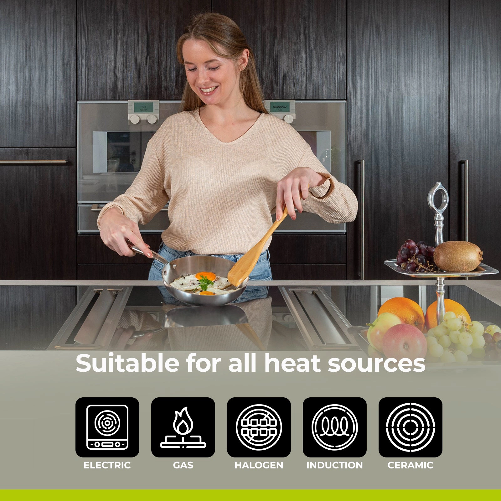 BE - LIVING Essential Series PFAS- free Tri-Ply Stainless Steel 12-Piece Cookware Set