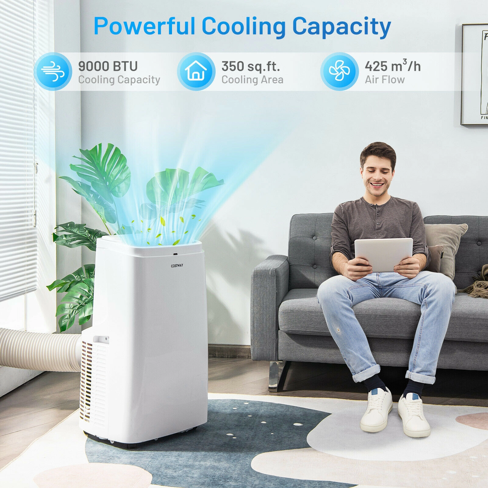 LJG 9000BTU 3-in-1 Portable Air Conditioner with Remote