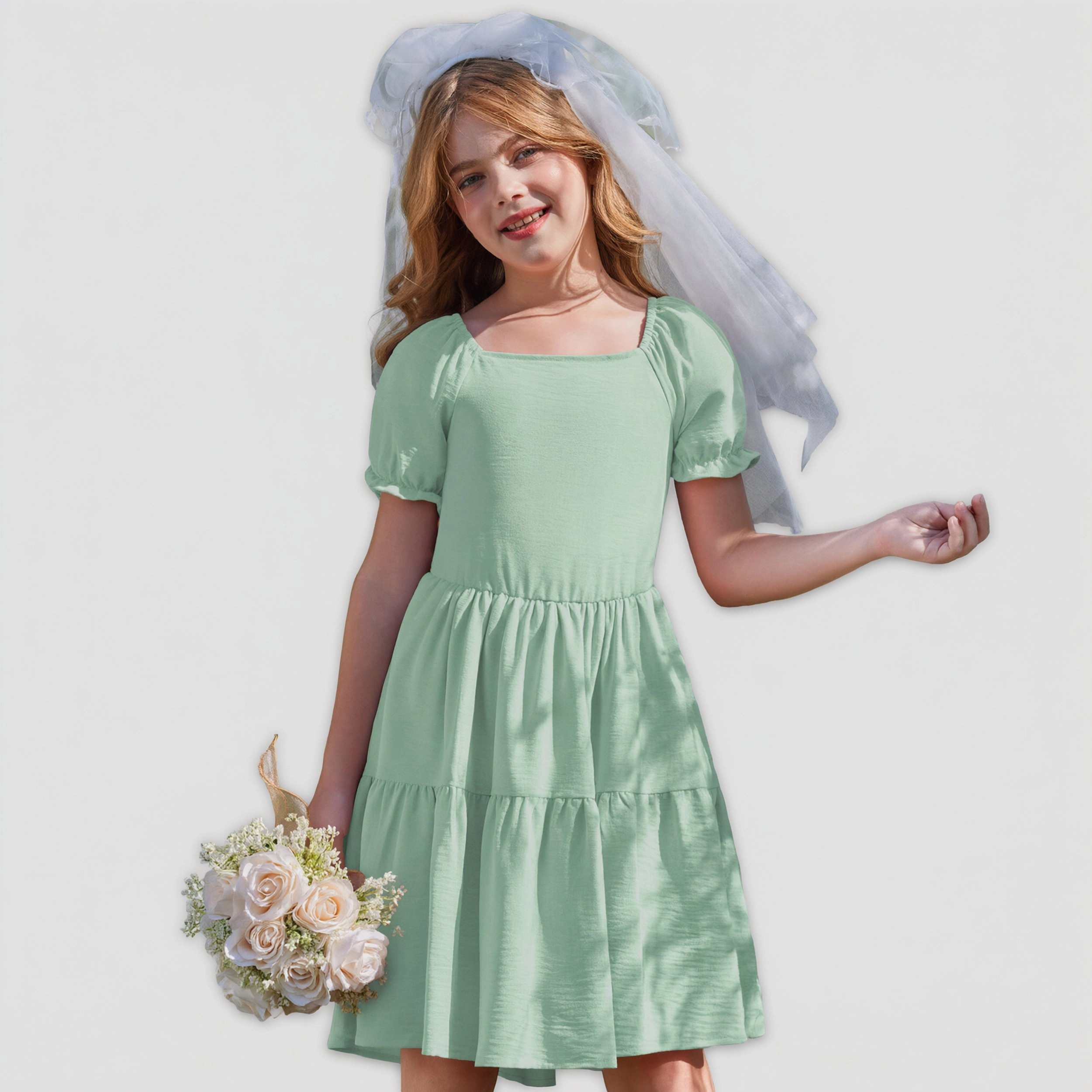 Arshiner Little Girl Summer Dresses Tie Back Beach Easter Casual Girls Midi Twirly Dress