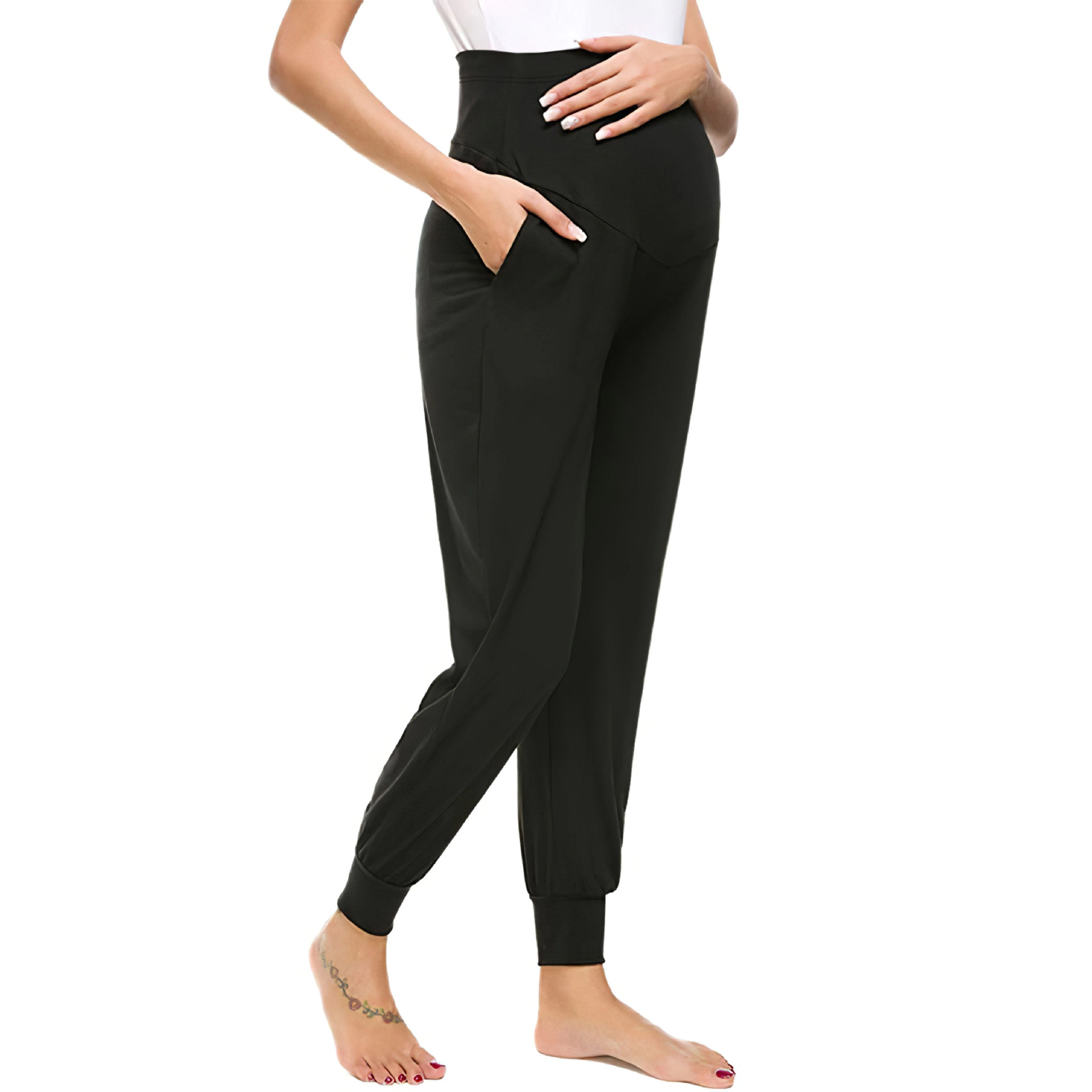 KOJOOIN Women's Maternity Pants Stretchy Lounge Workout Sweatpants Comfy Pregnancy Joggers with Pockets